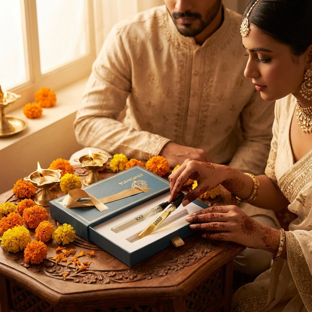Luxury perfume lifestyle shot of Ganga and Jogi by Fraganta